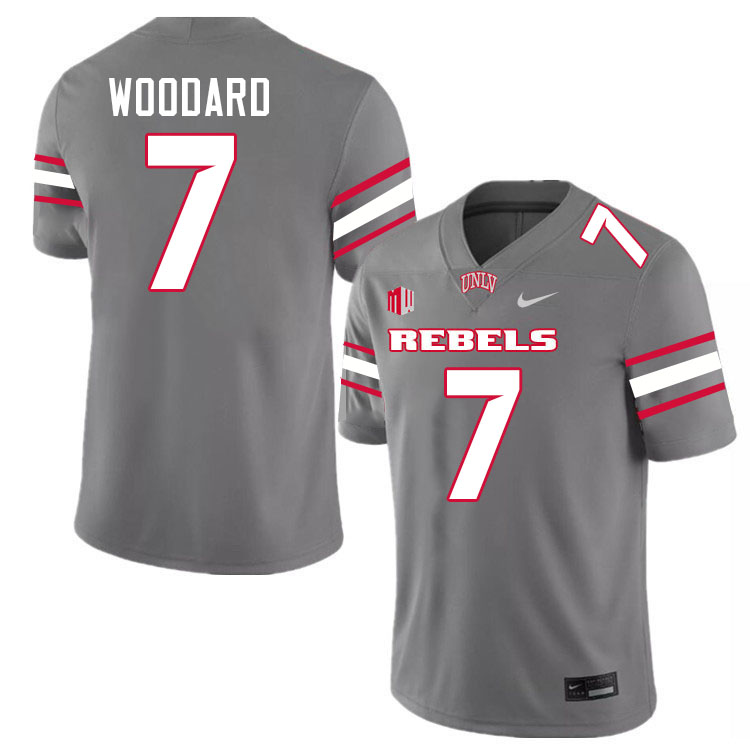 Men #7 Jackson Woodard UNLV Rebels College Football Jerseys Stitched-Grey